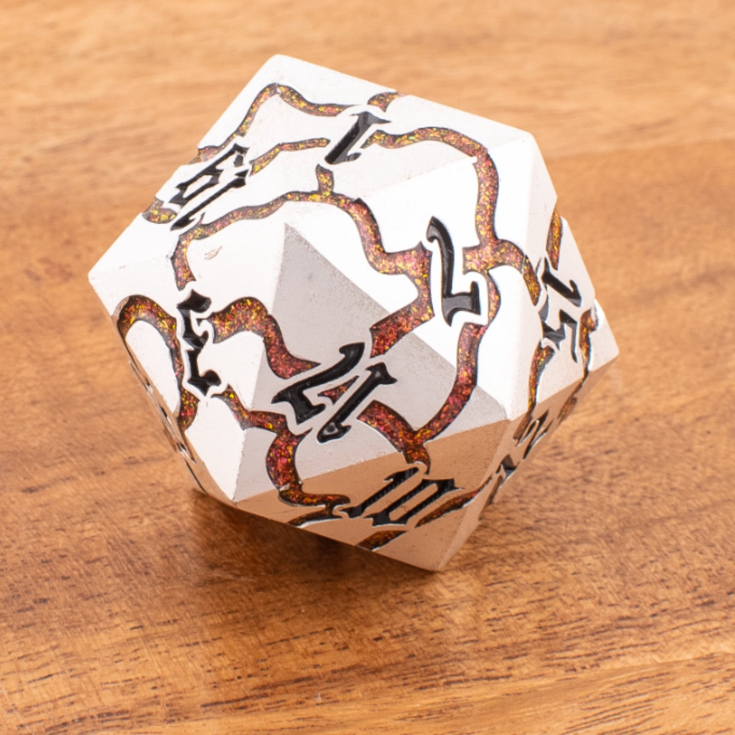 Ancient Ruin | Oversized 33mm D20 | Silver Metal | Single D20