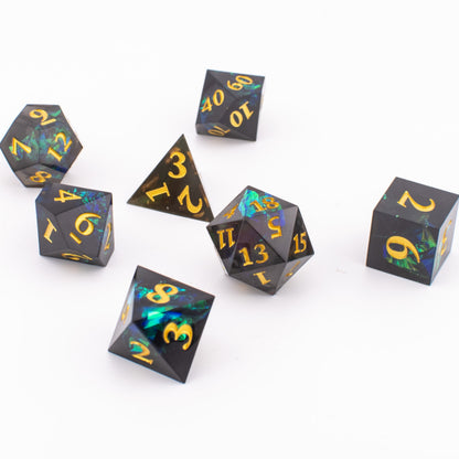 Stellar Midnight | Sharp Edge Resin Dice | 7 Piece Set