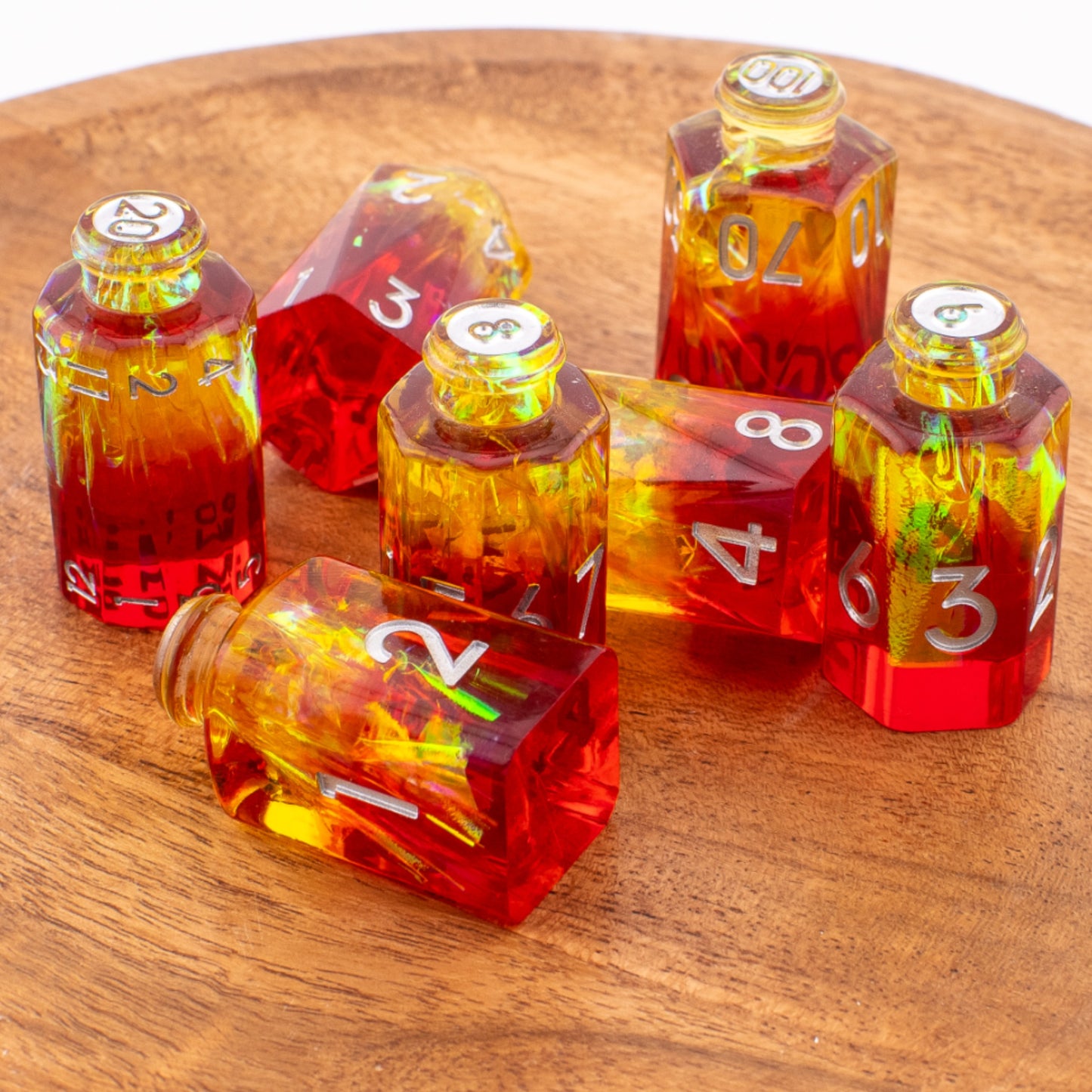 Bottled Sunshine | Resin Potion Bottle Dice Set | 7 Piece Set