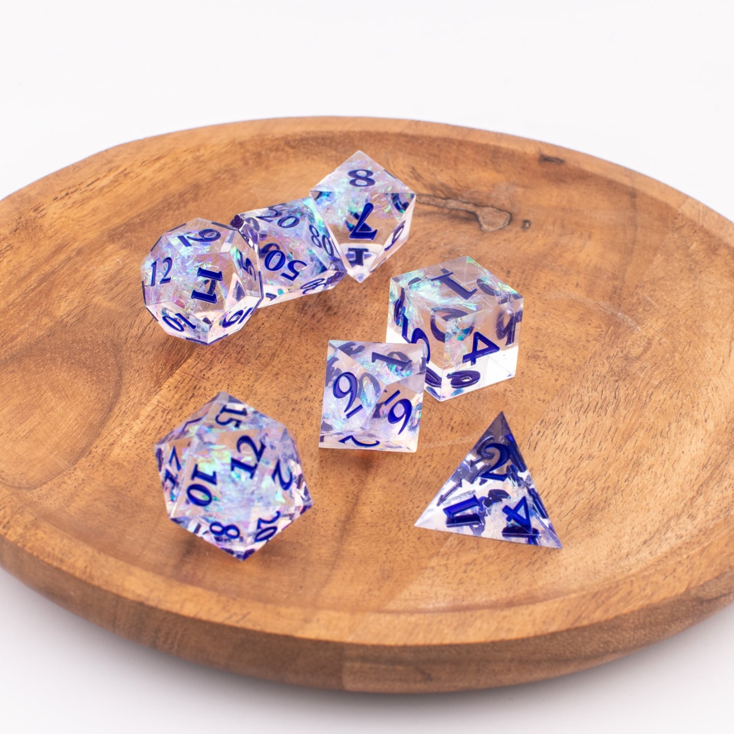 Crystal Current | Sharp Edge Dice | Resin | 7 Piece Set