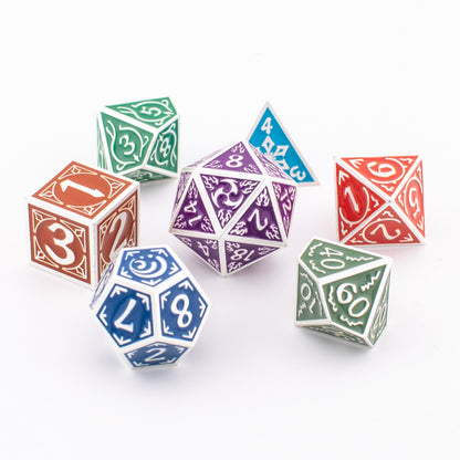 Prismatic Elemental | Solid Metal Dice Set | Zinc Alloy | 7 Piece Set