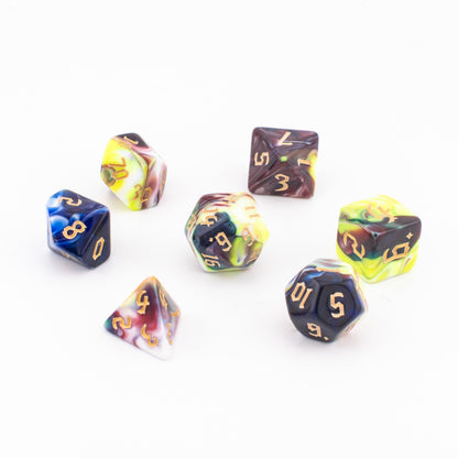 Fungal Spore Bloom | Soft Edge Dice | Acrylic | 7 Piece Set