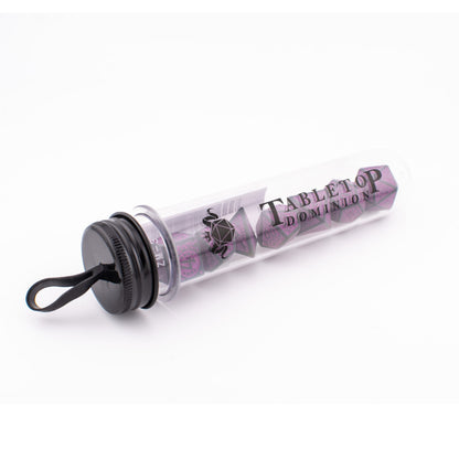 Twilight Enchantment | Round Edge Acrylic Dice | Black Inked Set | 7 Piece Set