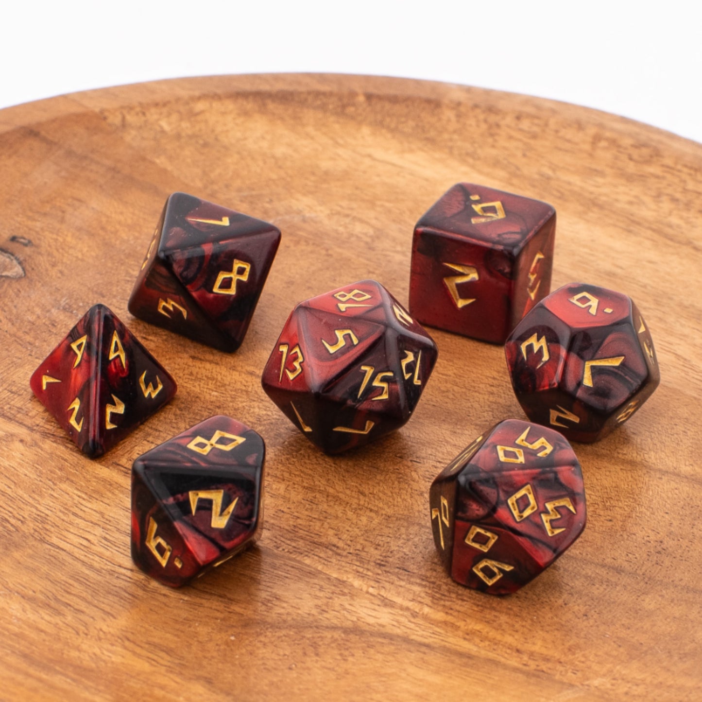 Crimson Abyss | Soft Edge Dice | Acrylic | 7 Piece Set