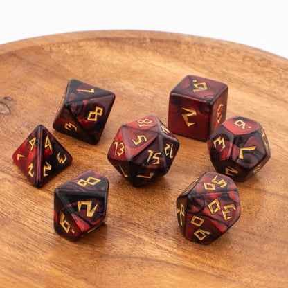 Crimson Abyss | Soft Edge Dice | Acrylic | 7 Piece Set