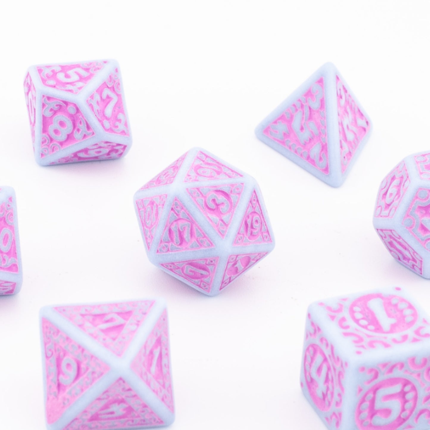 Royal Blossom | Soft Edge Acrylic Dice | 7 Piece Set