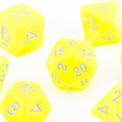 Luminous Citrine | Soft Edge Dice | Acrylic | 7 Piece Set