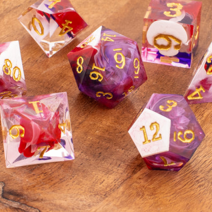 Jester's Gambit | Sharp Edge Resin Dice | 7 Piece Set