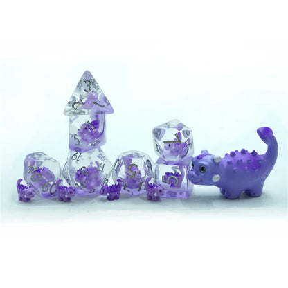 Cute Dino | Resin Inclusion Dice | 7 Piece Set