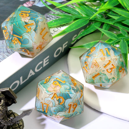 Emerald Tide | 33mm D20 | Oversized Art Core Dice