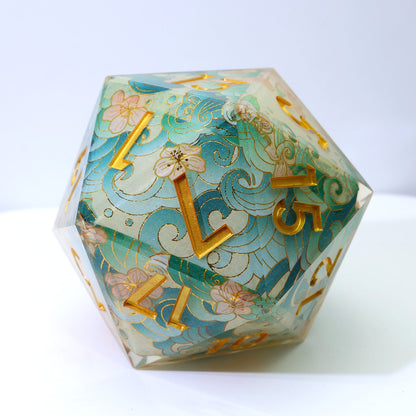 Emerald Tide | 50mm D20 | Oversized Art Core Dice
