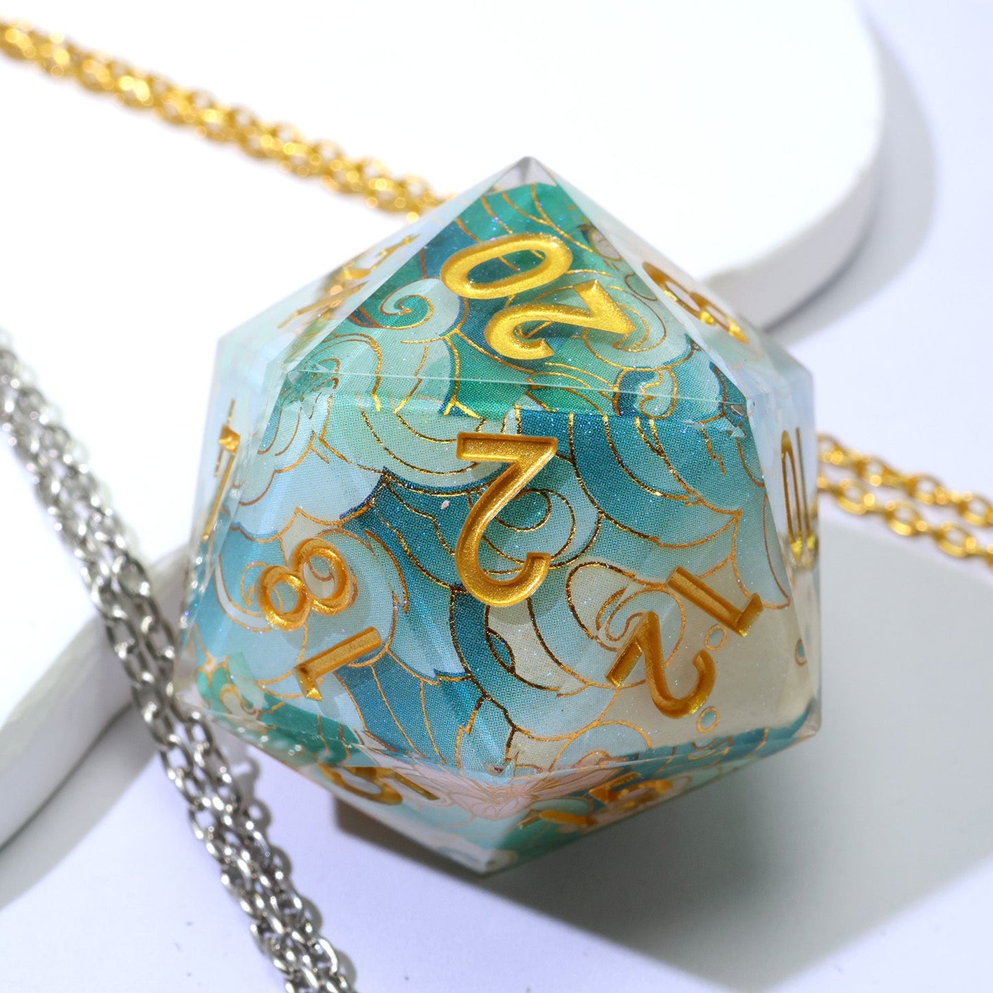 Emerald Tide | 50mm D20 | Oversized Art Core Dice