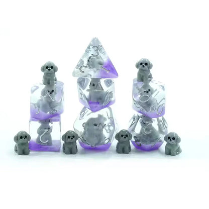 Grey Dogs | Resin Inclusion Dice | 7 Piece Set
