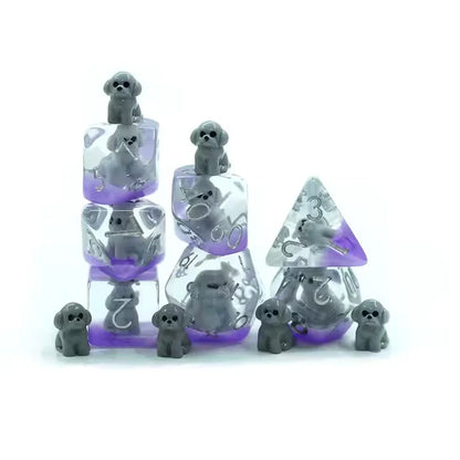 Grey Dogs | Resin Inclusion Dice | 7 Piece Set