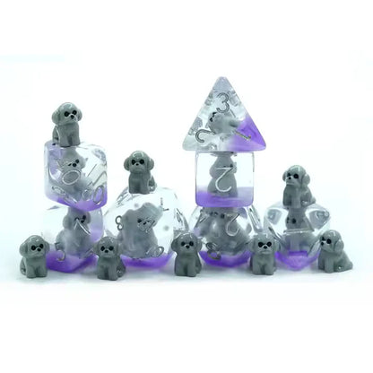 Grey Dogs | Resin Inclusion Dice | 7 Piece Set