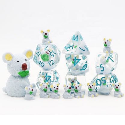 Cuddly Koalas | Resin Inclusion Dice | 7 Piece Set