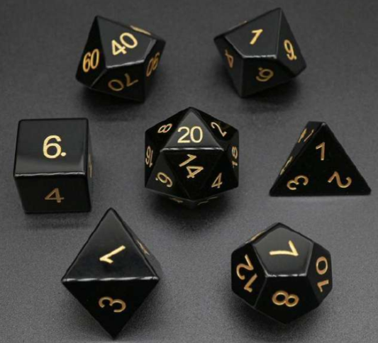 Obsidian | Gemstone Dice | 7 Piece Set