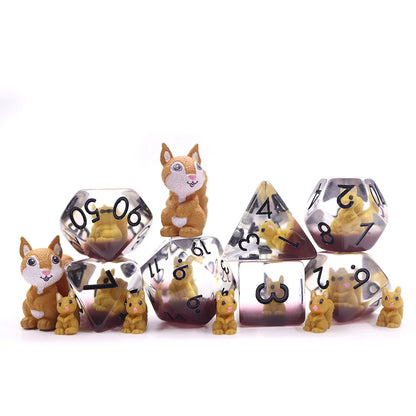 Nutty Squirrels | Resin Inclusion Dice | 7 Piece Set