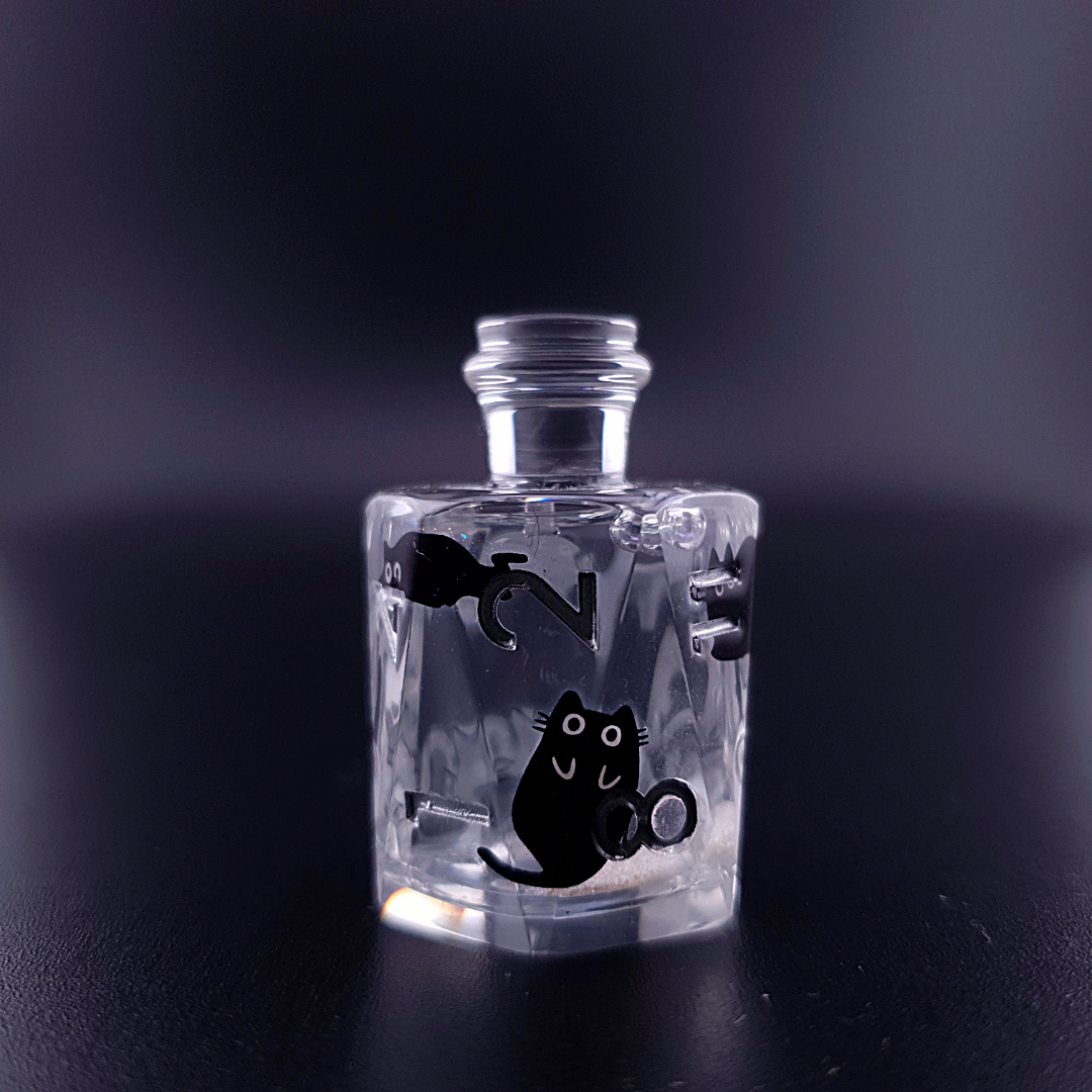 Elixir of Fortune | Black Cat Potion Bottle Dice | Liquid Core | 7 Piece Dice Set