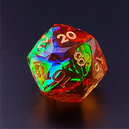 Molten Prism | 30mm D20 | Diamond Cut Sharp Edge