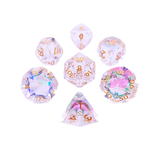 Planar Prism | Diamond Cut Sharp Edge Resin | 7 Piece Dice Set