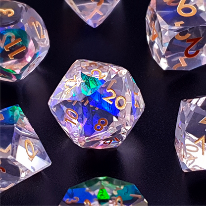 Planar Prism | Diamond Cut Sharp Edge Resin | 7 Piece Dice Set
