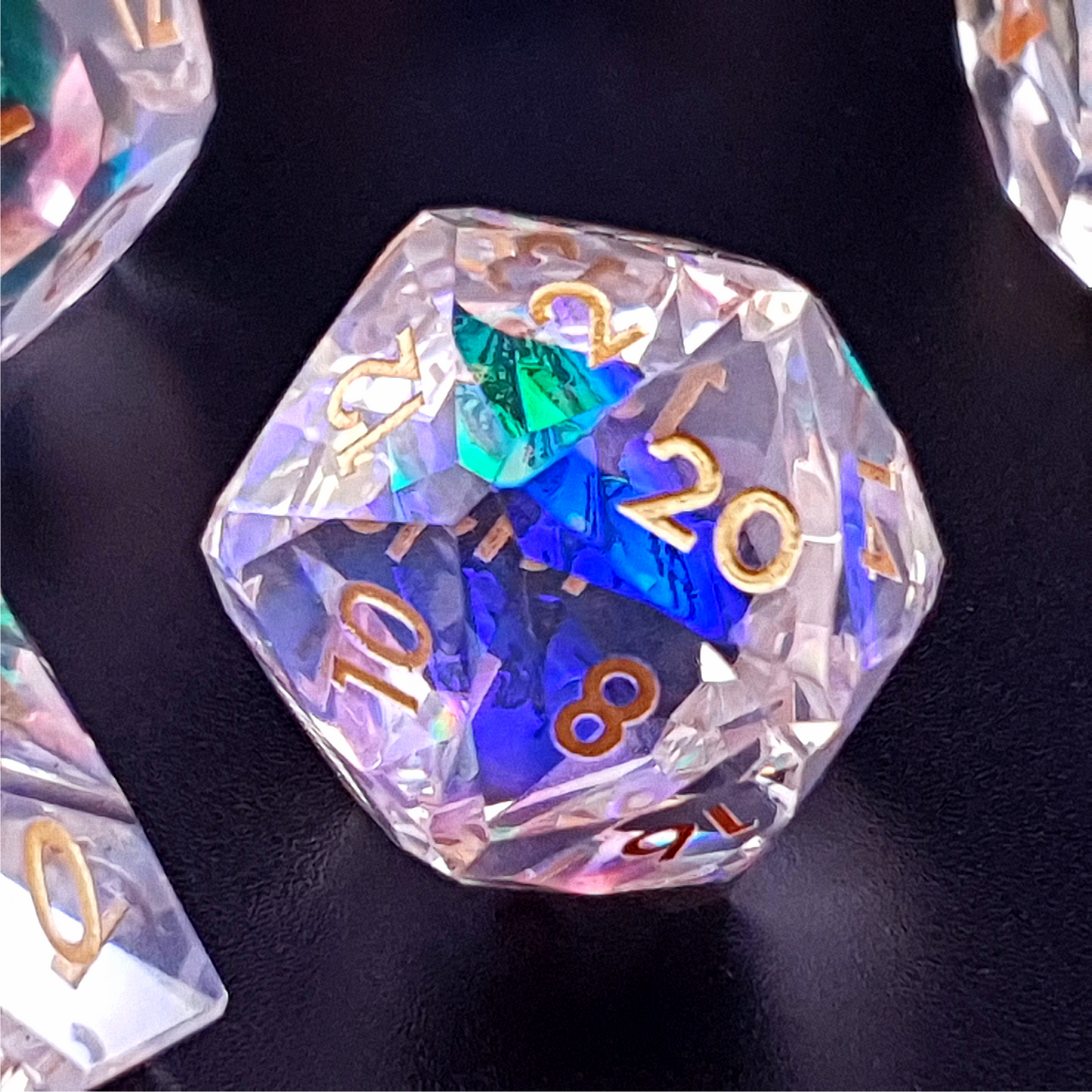 Planar Prism | Diamond Cut Sharp Edge Resin | 7 Piece Dice Set