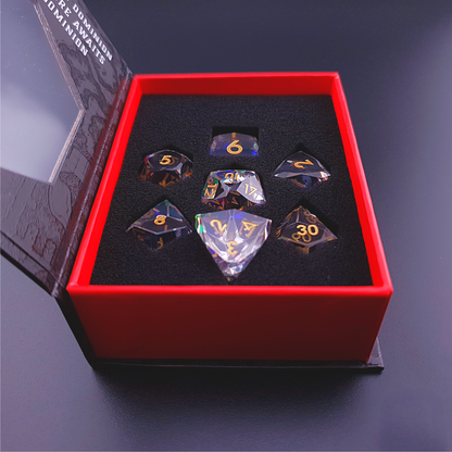 Planar Prism | Diamond Cut Sharp Edge Resin | 7 Piece Dice Set