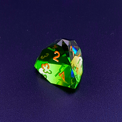 Verdant Prism | Diamond Cut Sharp Edge Resin | 7 Piece Dice Set