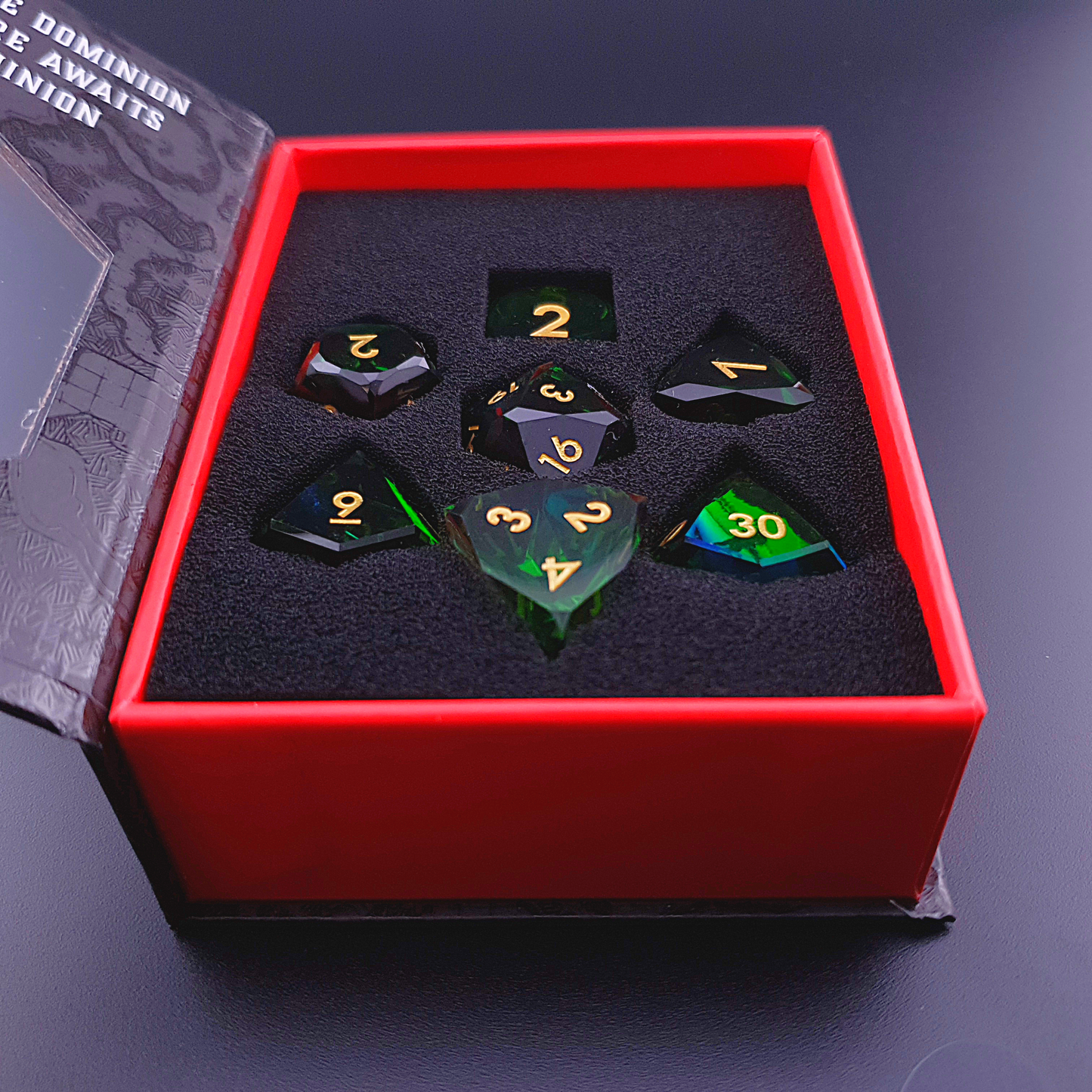 Verdant Prism | Diamond Cut Sharp Edge Resin | 7 Piece Dice Set