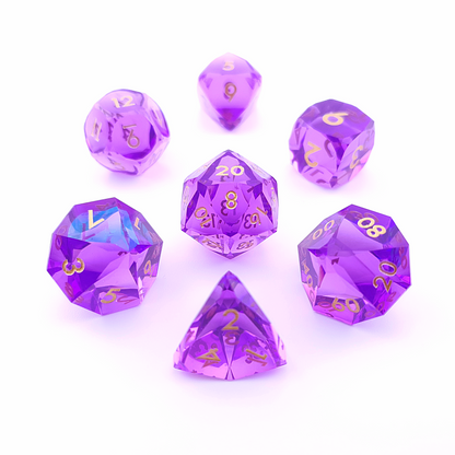 Arcane Prism | Diamond Cut Sharp Edge Resin | 7 Piece Dice Set