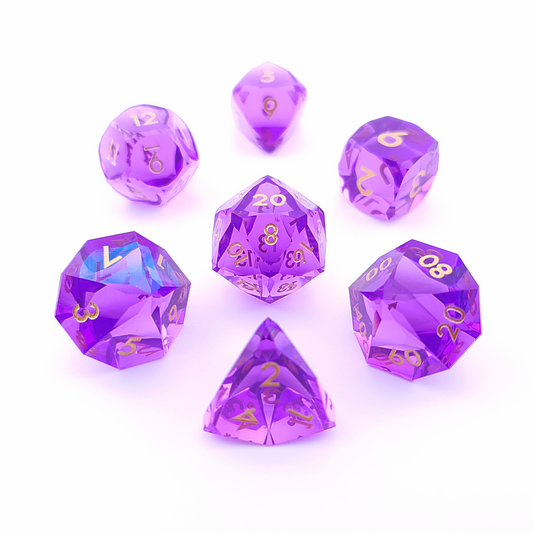 Arcane Prism | Diamond Cut Sharp Edge Resin | 7 Piece Dice Set