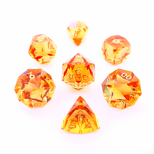 Molten Prism | Diamond Cut Sharp Edge Resin | 7 Piece Dice Set