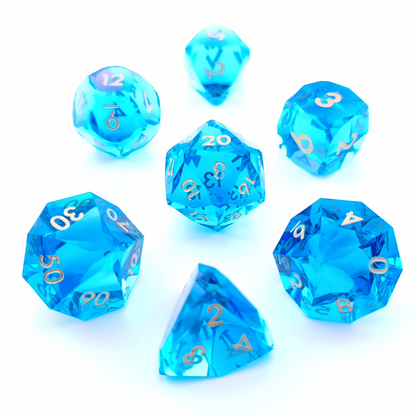 Aether Prism | Diamond Cut Sharp Edge Resin | 7 Piece Dice Set