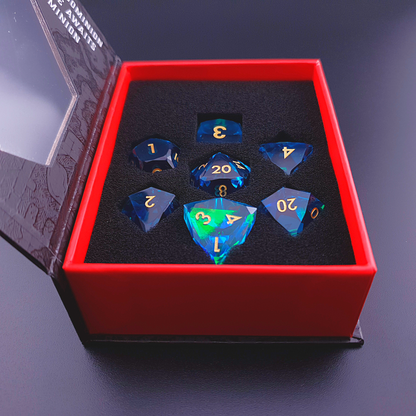 Aether Prism | Diamond Cut Sharp Edge Resin | 7 Piece Dice Set