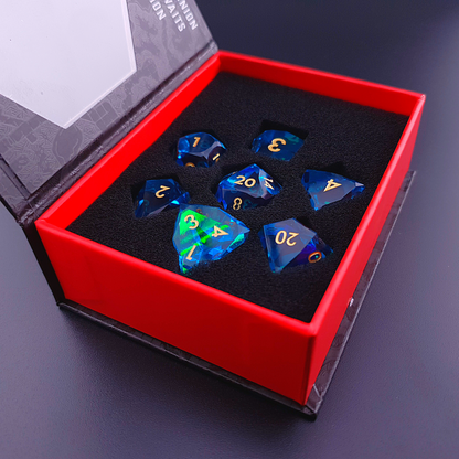 Aether Prism | Diamond Cut Sharp Edge Resin | 7 Piece Dice Set