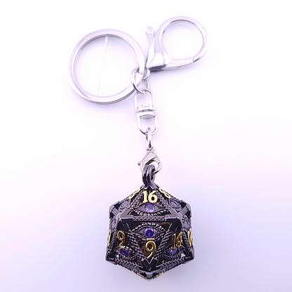 Vaultstone | D20 Keyring w/Mini Dice | Black/Purple Eye