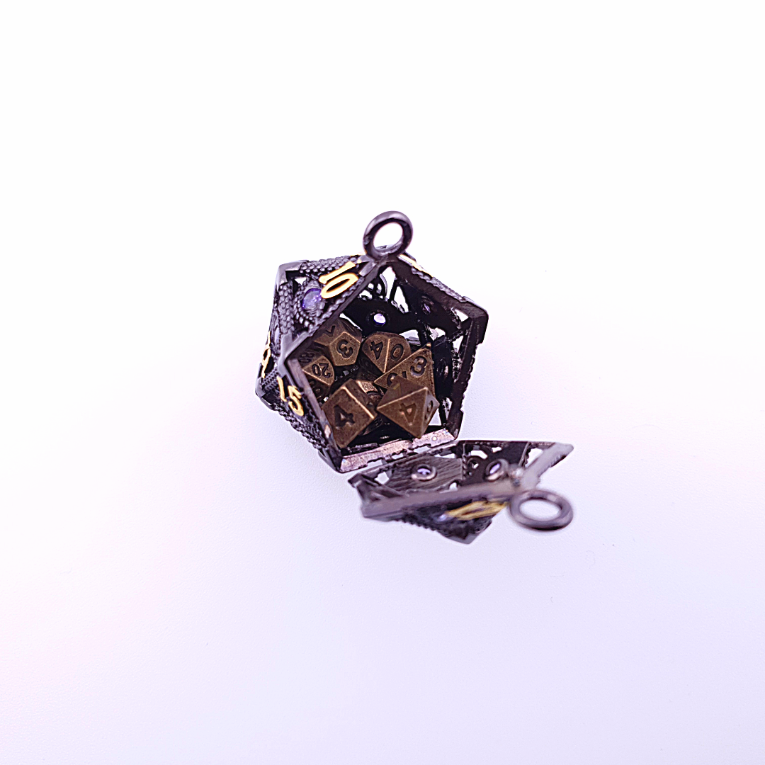 Vaultstone | D20 Keyring w/Mini Dice | Black/Purple Eye