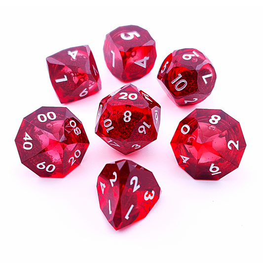 Bloodfire Prism | Diamond Cut Liquid Core | 7 Piece Dice Set