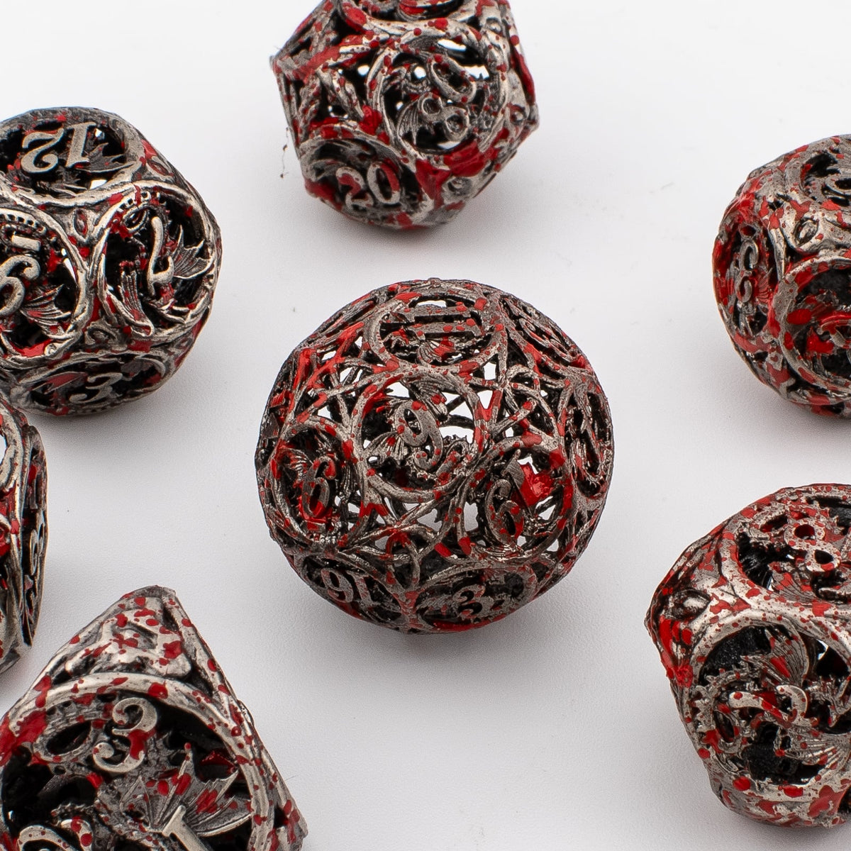 Bloodwing Dragon | Hollow Metal D&D Dice Set | 7 Piece