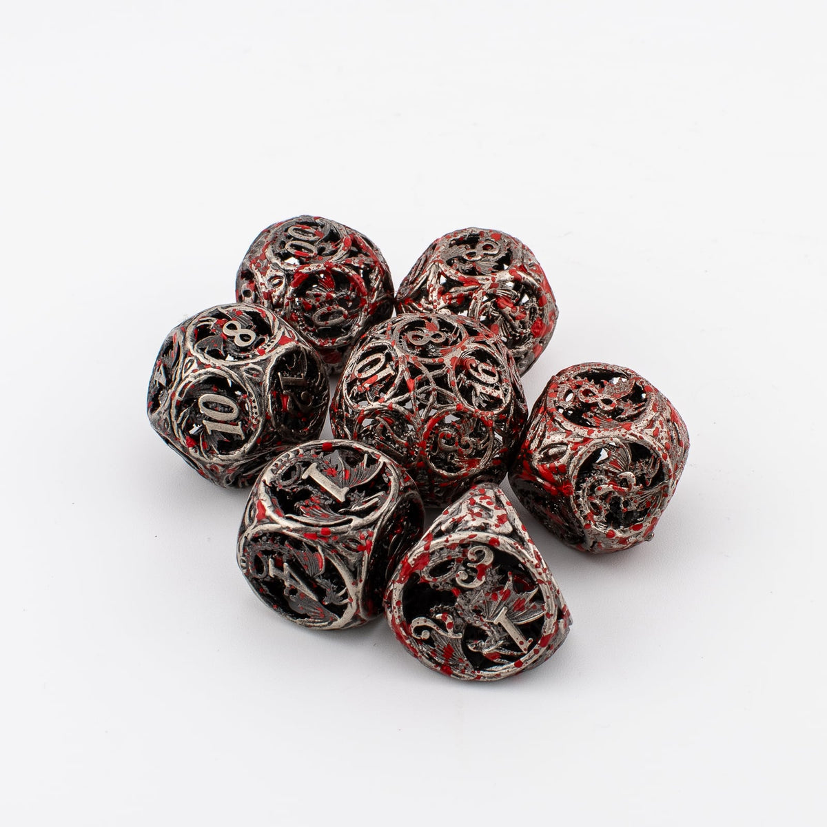 Bloodwing Dragon | Hollow Metal D&D Dice Set | 7 Piece