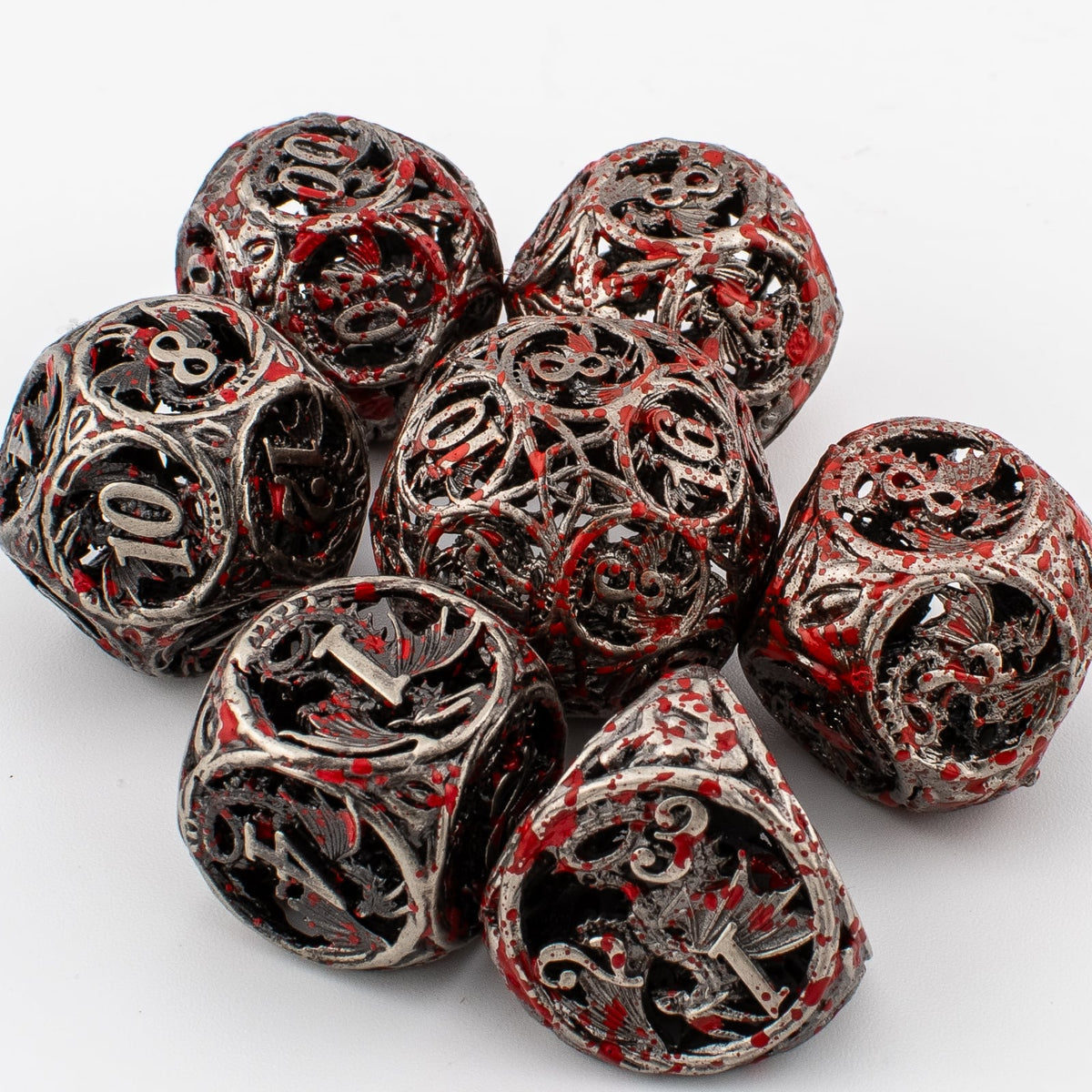 Bloodwing Dragon | Hollow Metal D&D Dice Set | 7 Piece