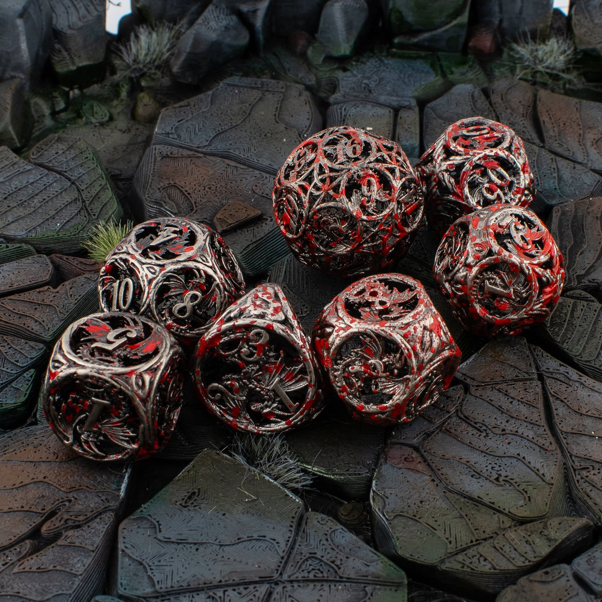 Bloodwing Dragon | Hollow Metal D&D Dice Set | 7 Piece