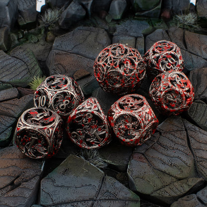 Bloodwing Dragon | Hollow Metal D&D Dice Set | 7 Piece