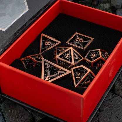 Copper Armoury | Hollow Metal D&D Dice Set | 7 Piece