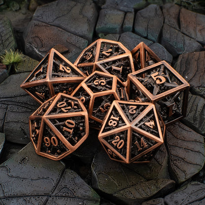 Copper Armoury | Hollow Metal D&D Dice Set | 7 Piece