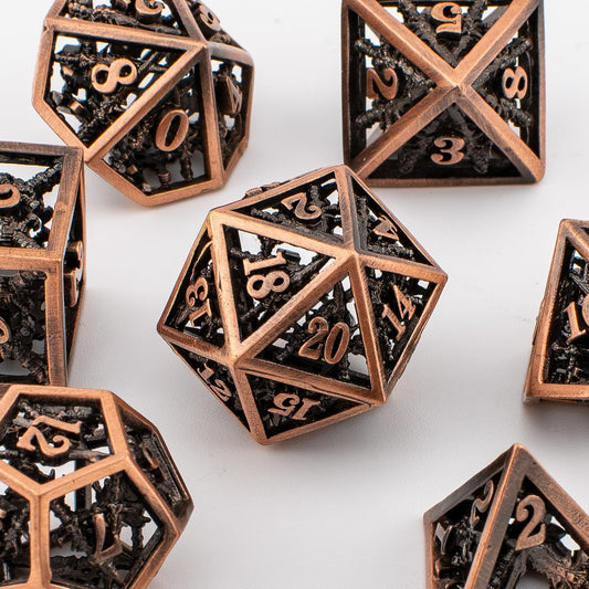 Copper Armoury | Hollow Metal D&D Dice Set | 7 Piece