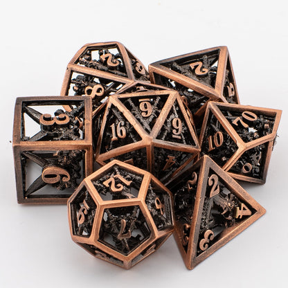 Copper Armoury | Hollow Metal D&D Dice Set | 7 Piece