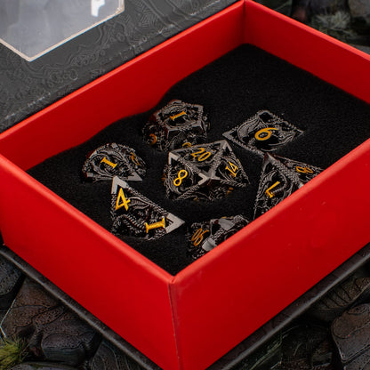Gilded Dragon | Hollow Metal D&D Dice Set | 7 Piece