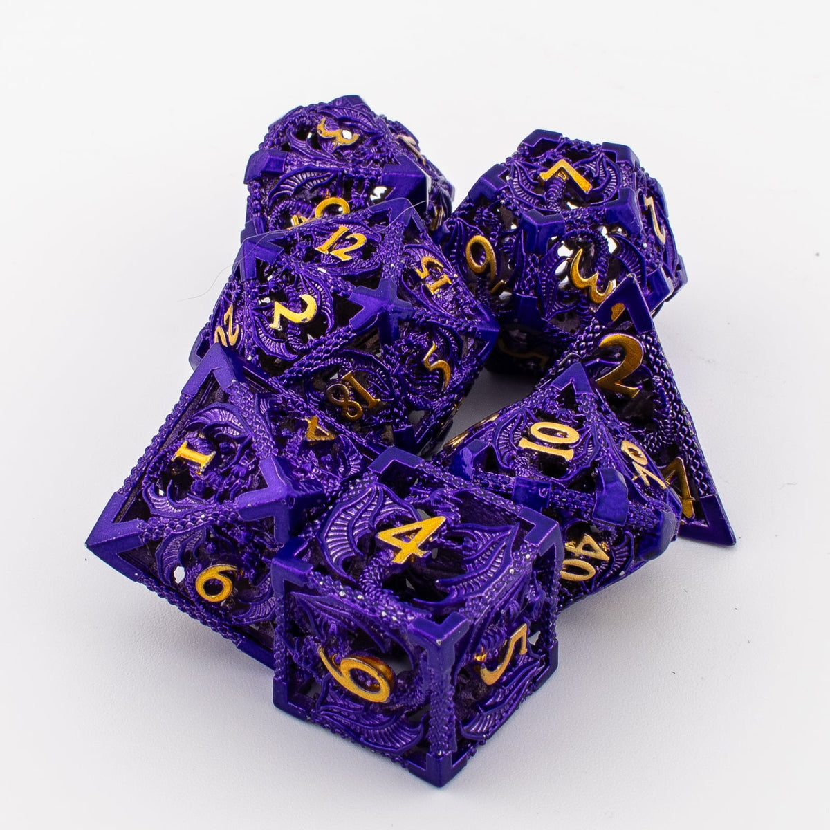 Amethyst Wyrm | Hollow Metal D&D Dice Set | 7 Piece